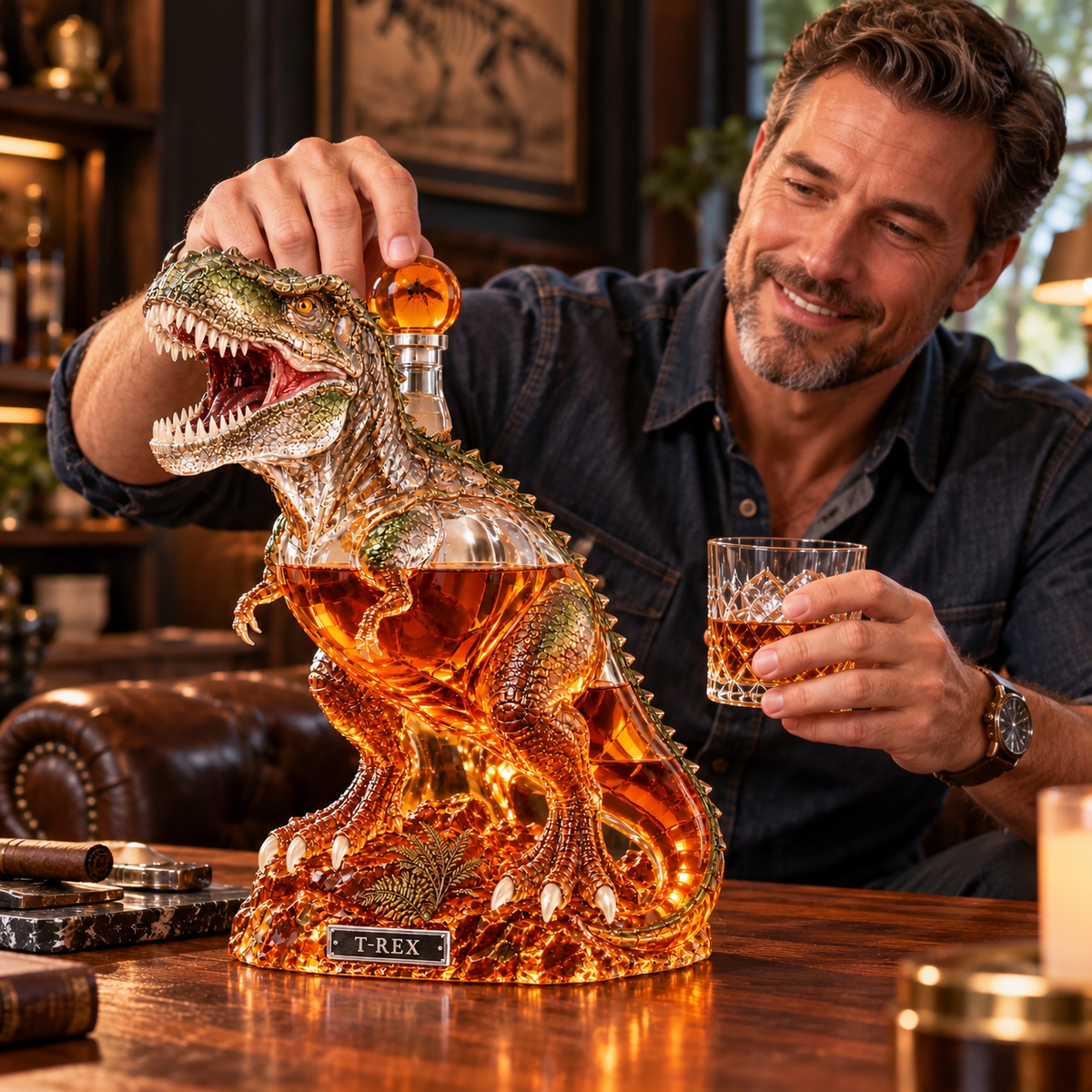 🦖T-Rex Glass Whiskey Decanter