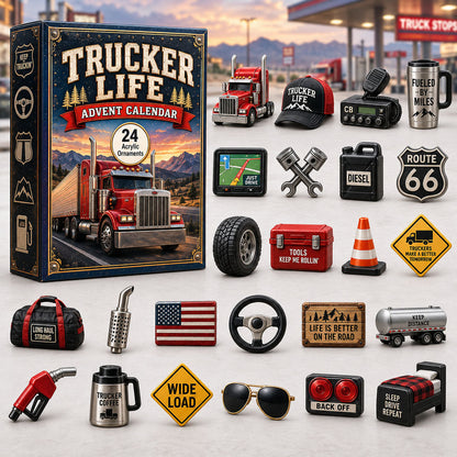 CHRISTMAS KICKOFF 40% OFF - Trucker Life Advent Calendar 2026 - 24-Day Festive Countdown, Acrylic Charms Blind Box - Gift For Job Lovers
