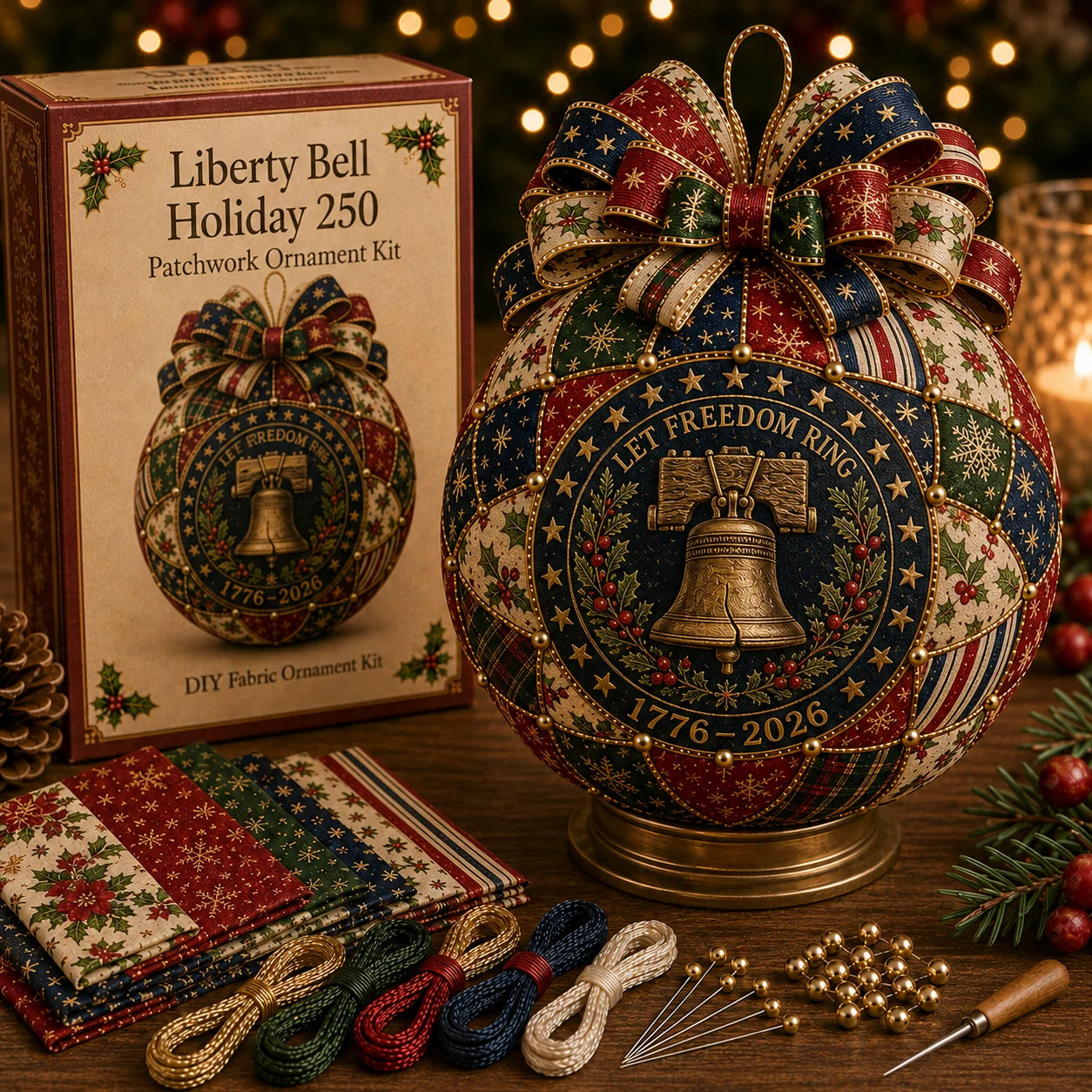 🇺🇸🎄 USA 250th Anniversary Christmas Patchwork Ornament DIY Kit