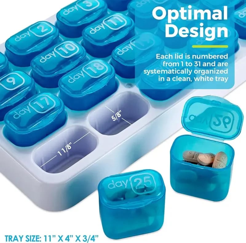 🎉💊31 Days Pill Box-Monthly Pill Organizer-Arthritis-Friendly Easy-Open Lids