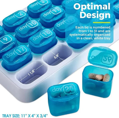 🎉💊31 Days Pill Box-Monthly Pill Organizer-Arthritis-Friendly Easy-Open Lids