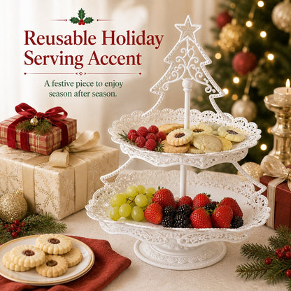 Christmas Tree Two-Tier Serving Stand