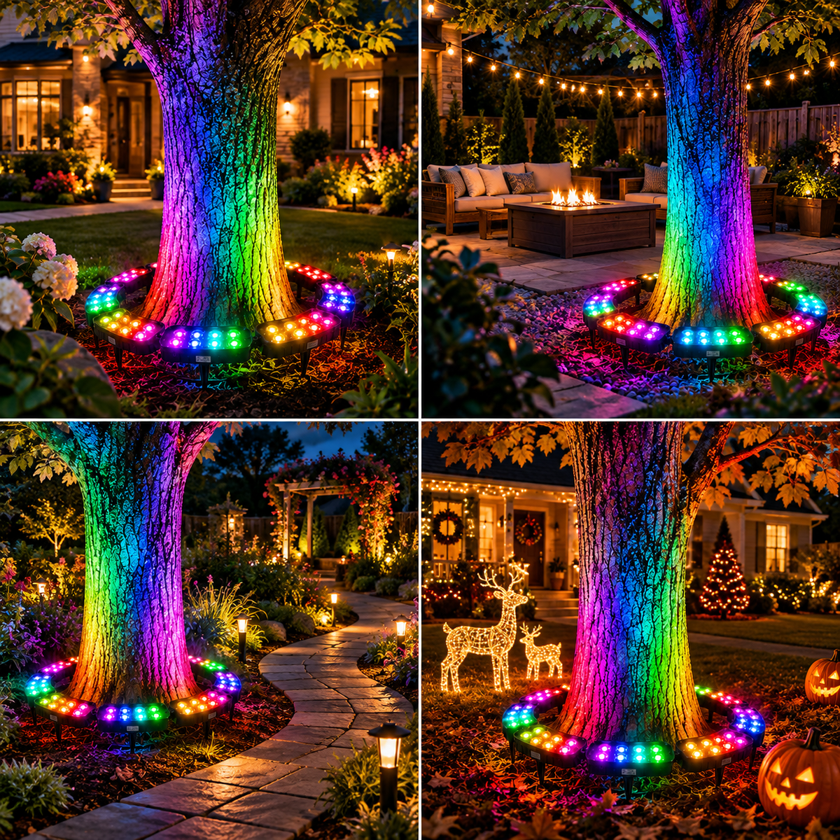 🌈 Solar RGB Tree Ring Light | Color-Changing Landscape Accent