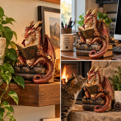 🐉 Wandering Scholar Dragon Figurine – Book Lover Gift