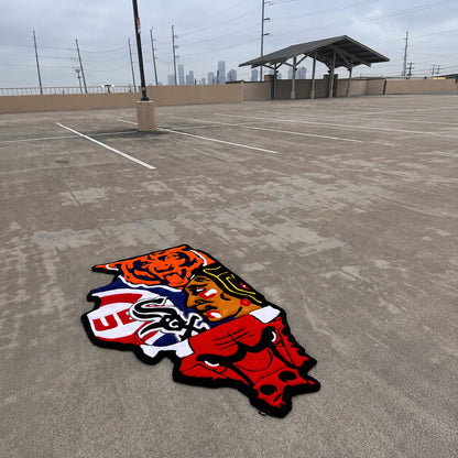 Illinois Chicago All-Team Hand-Tufted Area Rug 🐂🐻⚾