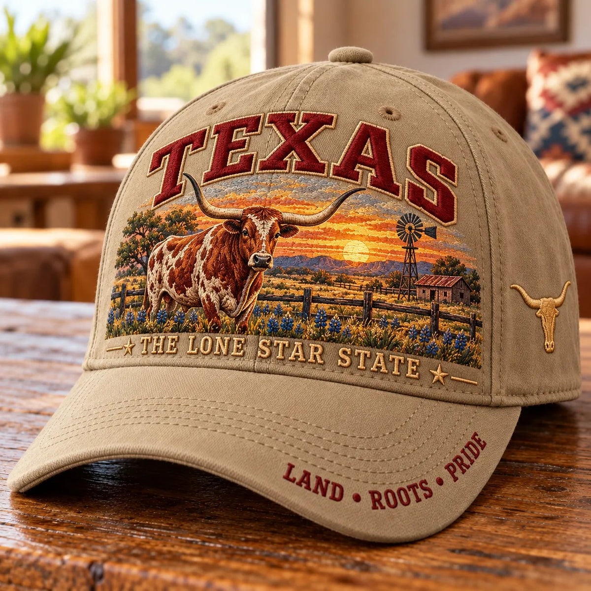 ⏳ Last Day 49% OFF – 🤠 Texas Lone Star Longhorn Cap | Cotton-Poly Blend • Detailed Embroidery • Adjustable Fit