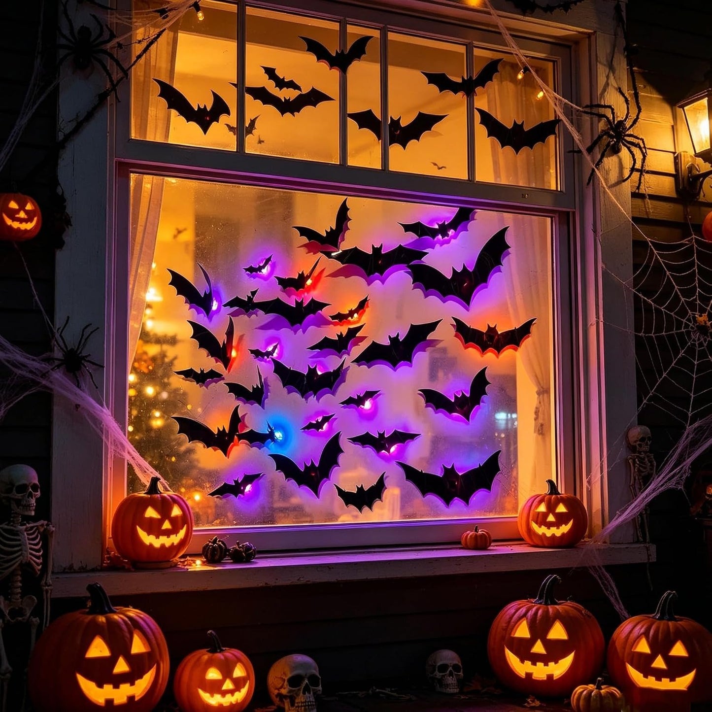 🦇 3D Flashing LED Bat Wall Stickers Set 🎃