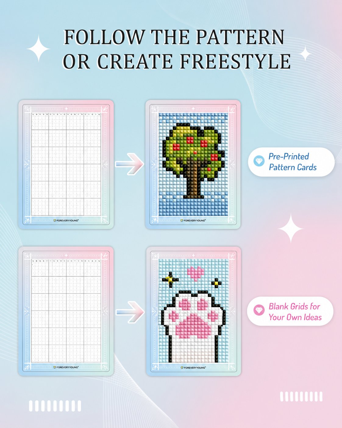 👨‍🎨✨Freestyle Mini Diamond Art Cards, 30PCS Cute Pixel DIY Craft Cards for Diamond Painting Lovers