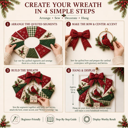 ⏳ Last Day 49% OFF – 🎄Beginner-Friendly DIY Christmas Fabric Wreath Kit Collection | Complete Kit with Coordinated Fabrics, Wreath Materials & Step-by-Step Guide Included 💕