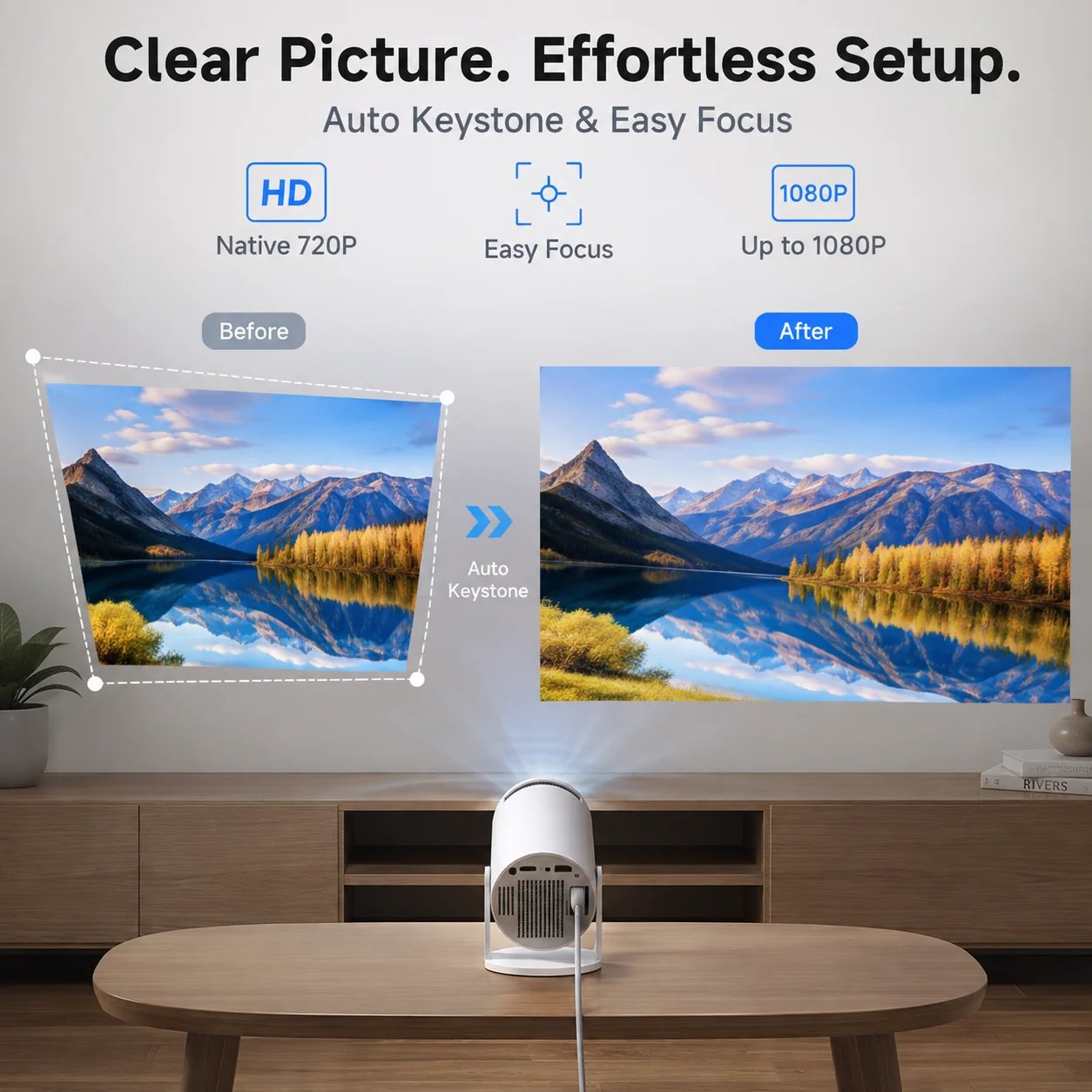 🔥Limited-Time Sale | Portable 4K Mini Projector – WiFi 6, Bluetooth 5.2 & 180° Rotation