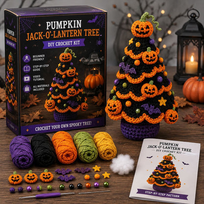 🎃 Halloween Tree DIY Crochet Kit | All-In-One Kit for a Layered 7-Inch Spooky Tabletop Decoration 🧶👻✨