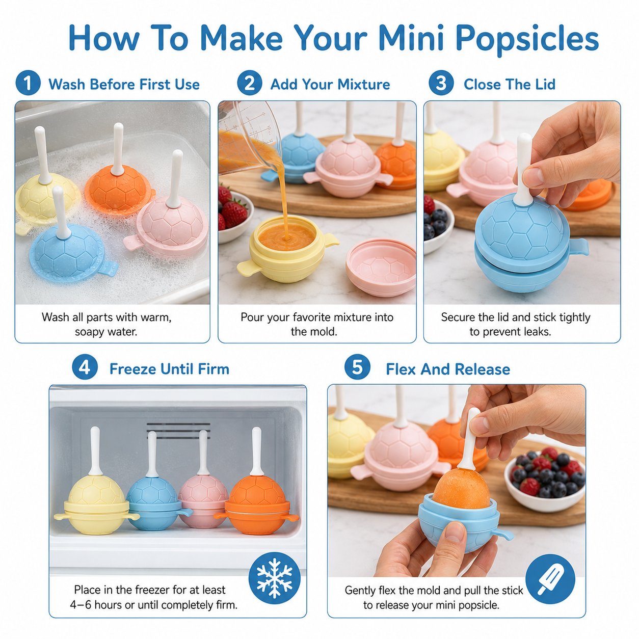 Mini Soccer Ball Silicone Popsicle Mold Set