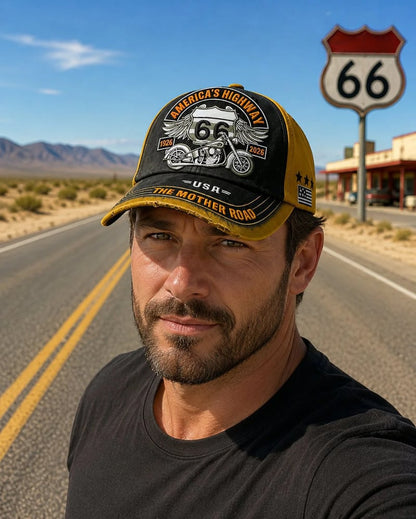 🏍️Retro US 66 100th Anniversary Art Printed Casual Baseball Cap