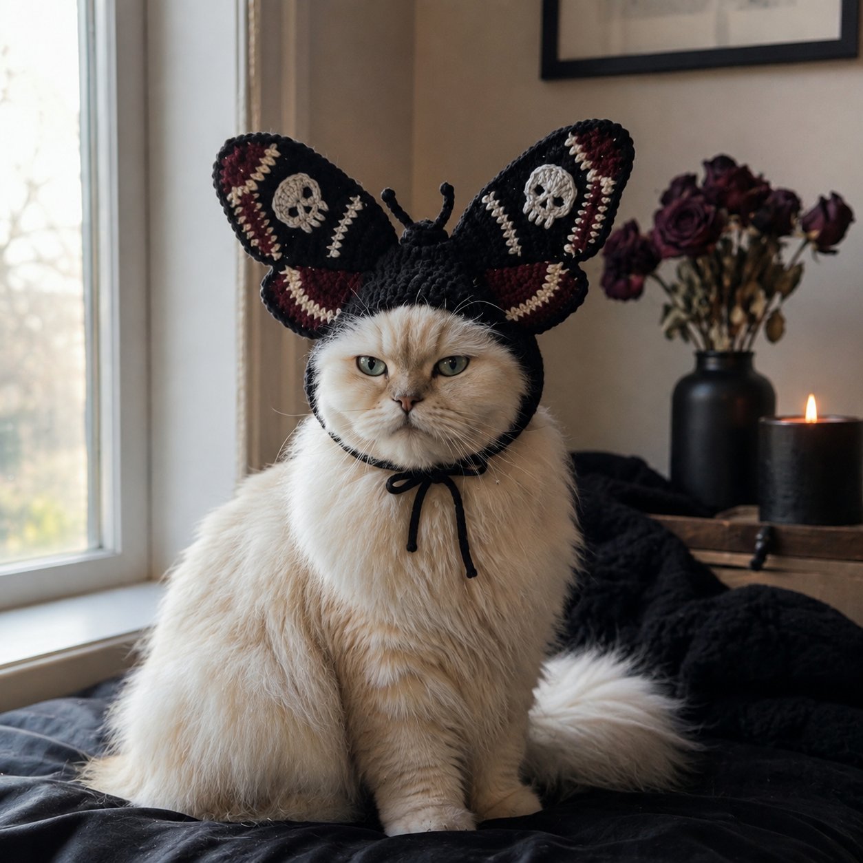 🖤🐾Handmade Gothic Crochet Cat Hat
