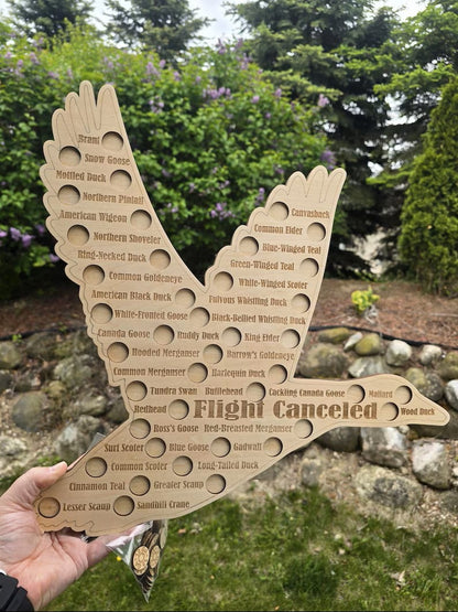 American Waterfowl Challenge Wooden Map  🎯 🦆Engraved 41 Species Duck Hunting Wall Decor & Harvest Tracker