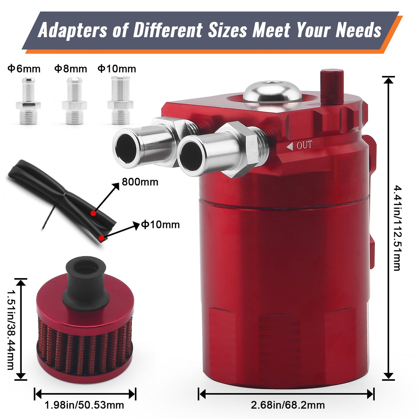 🔥HOT SEAL🔥Universal 300ML Baffled Oil Catch Can Tank Kit w/ Breather Filter & Steel Wool