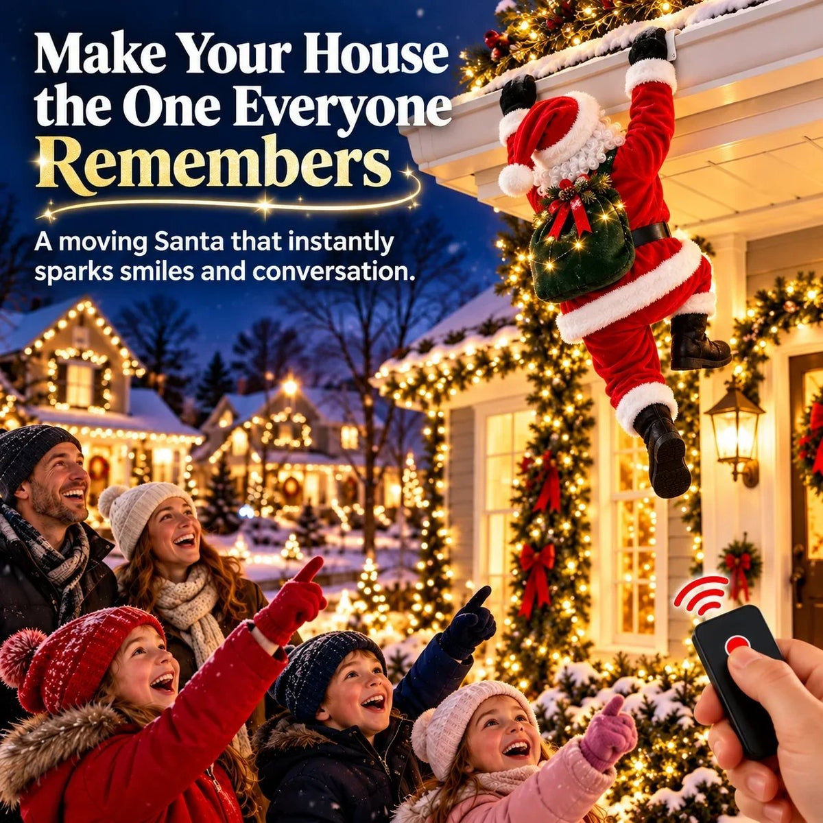 🎅🎄 Remote-Controlled Climbing Santa – Animated Christmas Roof & Gutter Hanging Decoration | Watch Santa Try to Climb Your Roof! 🎁