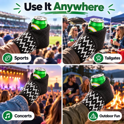 🍻 Hands-Free Game Day Drink Holder | Soft Knit Wearable Can Holder for Tailgates, BBQs & Parties 🏈