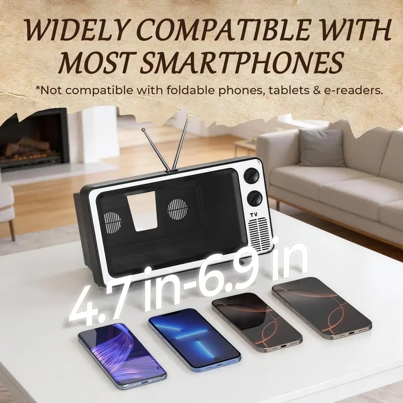 📺 12-Inch Retro TV-Style Phone Screen Magnifier Stand