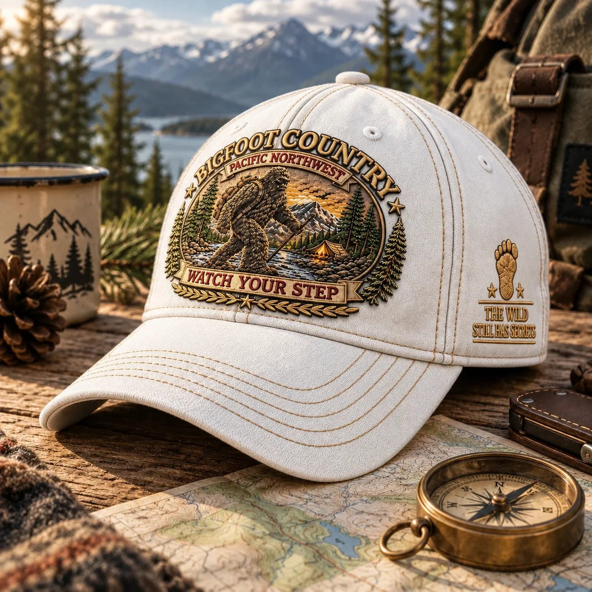 🔥LAST DAY 50% OFF - 2027 Bigfoot Country Heritage Cap – Pacific Northwest Vintage Washed Embroidered Hat