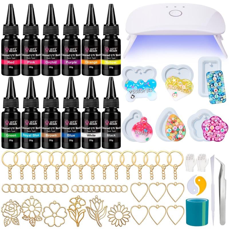 ⭐HOT SALE 49% OFF - 🎨Instant Creation UV Resin Craft Kit: 12 Colors with Light & Tools