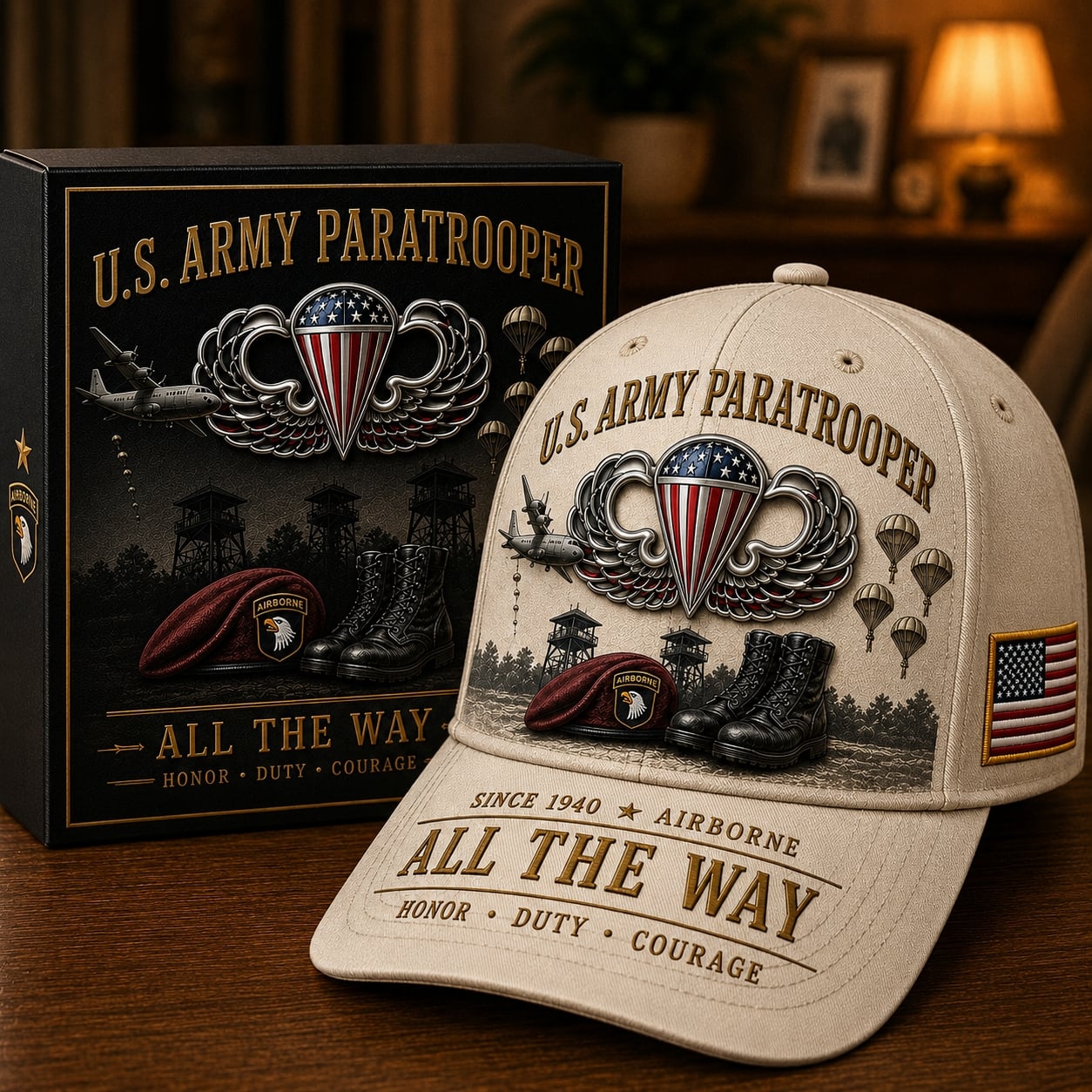 🪂U.S. Army Paratrooper “All the Way” Tribute Cap