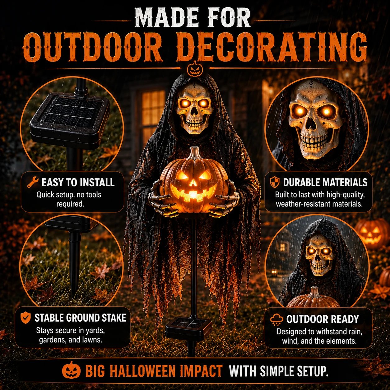 🎁 HEUTE 49 % SPAREN! 🎁💀 Soul Collector™ Pumpkin Edition Animated Halloween Yard Decoration
