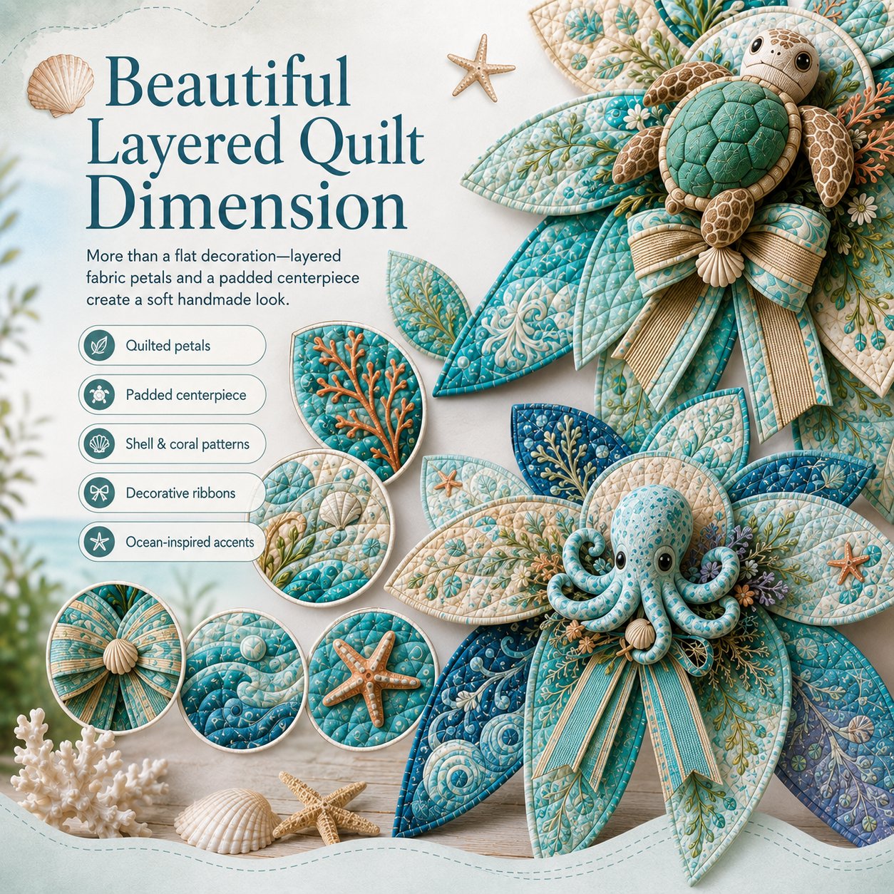 ⏳ Last Day 49% OFF – 🌊 Beginner-Friendly Oversized Ocean Animal Quilted Bow Sewing Kit | Complete Kit with All Tools & Step-by-Step Guide Included 💕