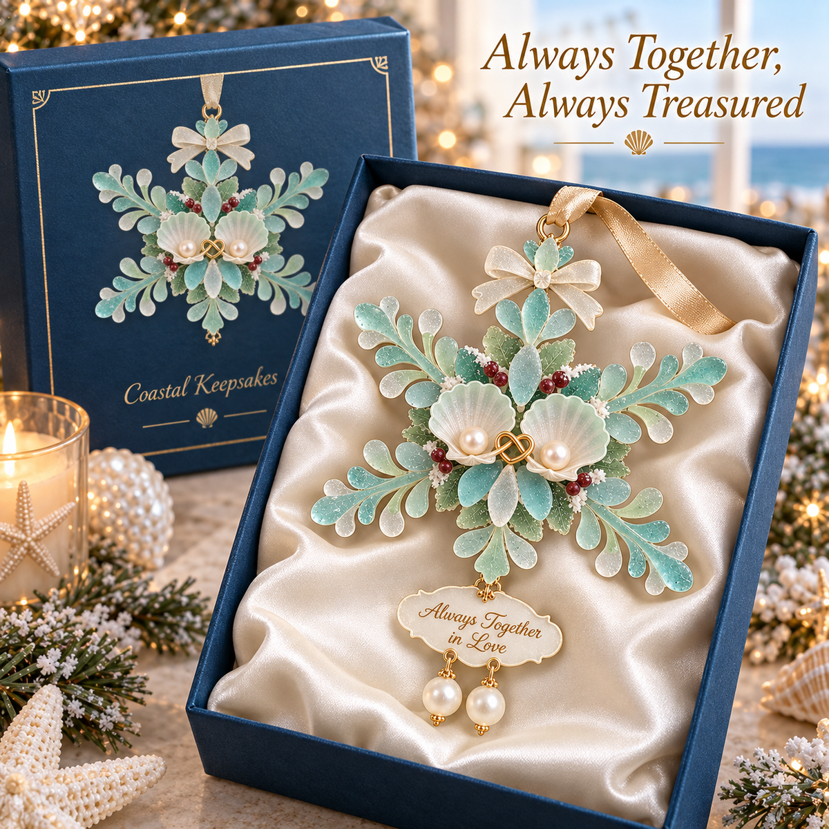 Coastal-style snowflake Christmas ornament