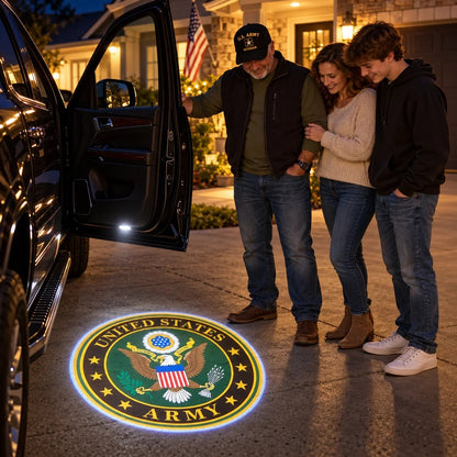 🇺🇸 Pride Shine Car Welcome Light | Patriotic Door Projection for Veterans & Military Families 🎖️