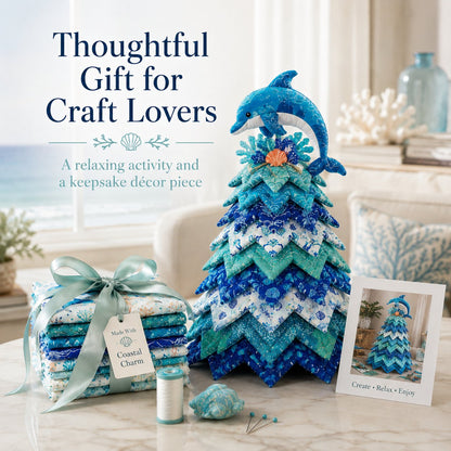 🔥 LAST DAY 49% OFF – 🌊 Ocean Dreams Layered Fabric Tree Craft Kit | Create a Freestanding Coastal Centerpiece with Coordinated Fabrics & Marine Topper 🐚✨