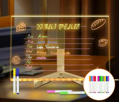 ✨🎨 Reusable LED Acrylic Message Board – Light-Up Drawing & Writing Board with 7 Color Pens