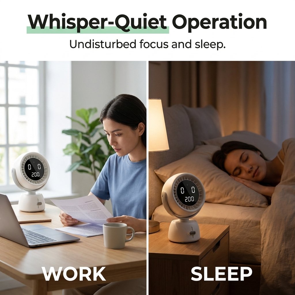 AI Face-Tracking Desktop Fan – Energy-Efficient Cooling