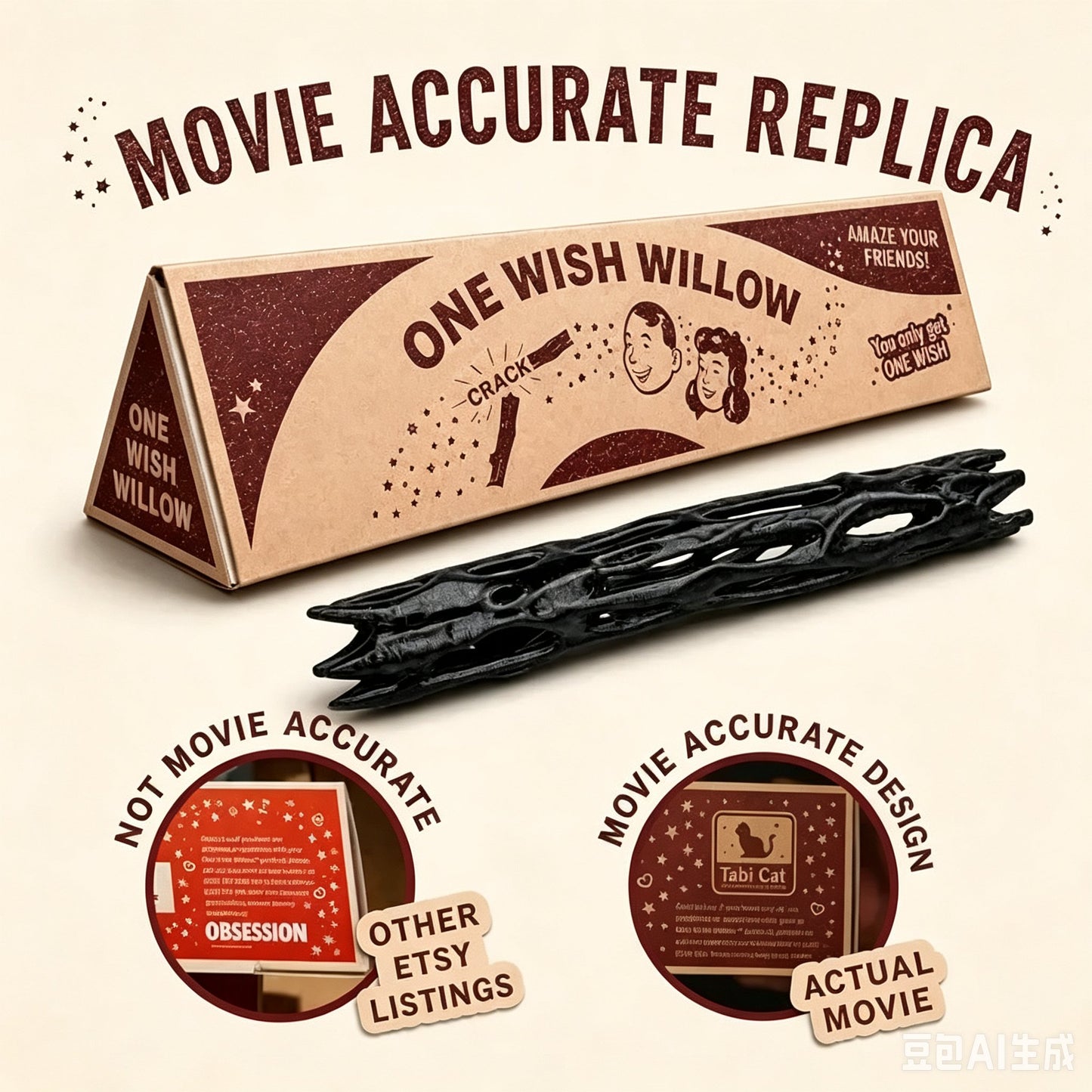 🎁🙏One Wish Willow - Halloween Magic Wish Stick Novelty Gag Gift Party Prop🧙