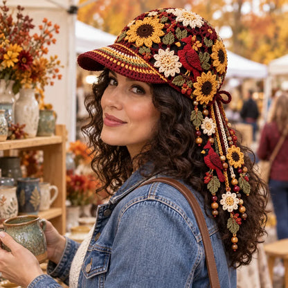 🔥LAST DAY 50% OFF - 🍂 Women’s Handmade Crochet Autumn Baseball Cap