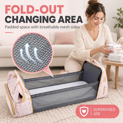 🍼3-in-1 Diaper Bag Backpack with Fold-Out Changing Station🍼