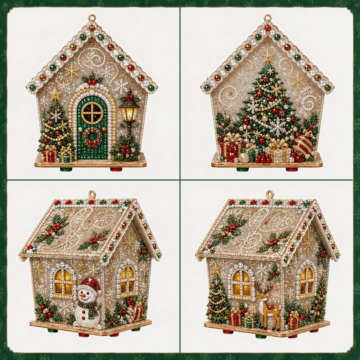 🔥 LAST DAY 49% OFF – 🎄Christmas Pearl Cottage Art Kit | Pre-Cut Wooden Panels, Sparkling Rhinestones, Pearl Beads & Complete Tools for a 3D Holiday House ✨