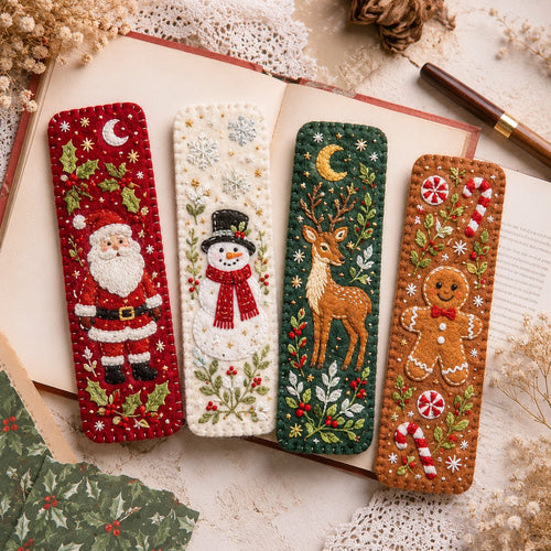 🎄 DIY Felt Embroidery Bookmark Kit