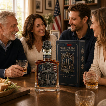 Honor the Brave Relief Decanter & Emblem – Hero Commemorative Ornament for Home Bar Display