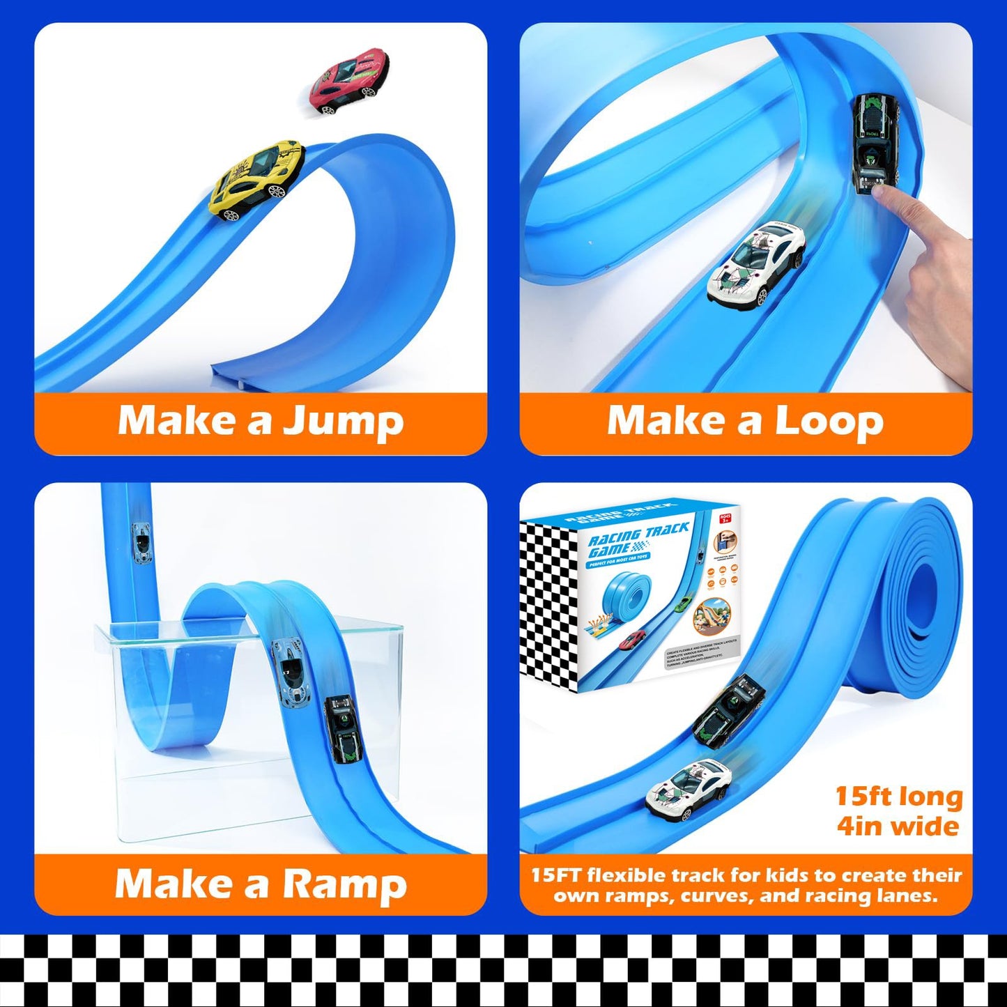 🔥Flex Tracks 15Ft for Kids, STEM Flexible Race Car Ramp Track