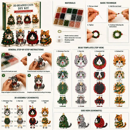 💥🏆Create Your Own 3D Beaded Christmas Cats | Beginner-Friendly DIY Kit🎁