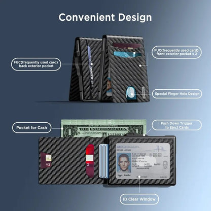 ✨UMOVEN® Pop-Up Aluminum Wallet for Men – RFID Blocking, Slim Leather Slots, Cash Clip & ID Window, Gift Box Included