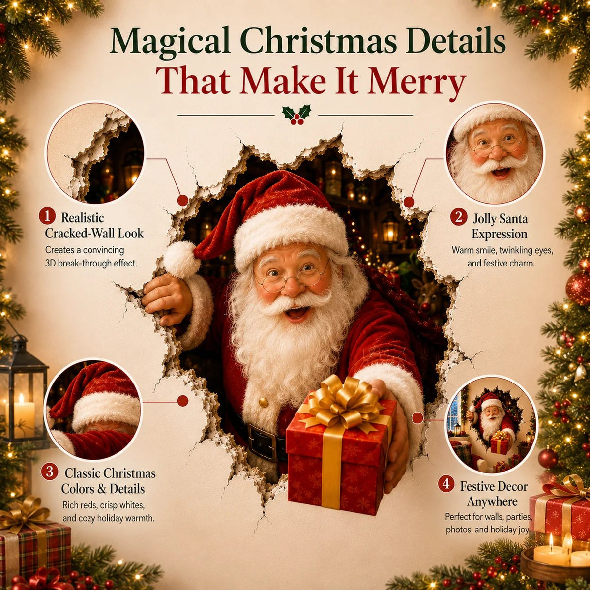 🎉 50% OFF | 🎅 Christmas Break-Through Wall Decal – 8 Designs