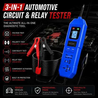 3-in-1 Automotive Power Circuit Probe & Relay Tester – 12V/24V Electrical Diagnostic Tool