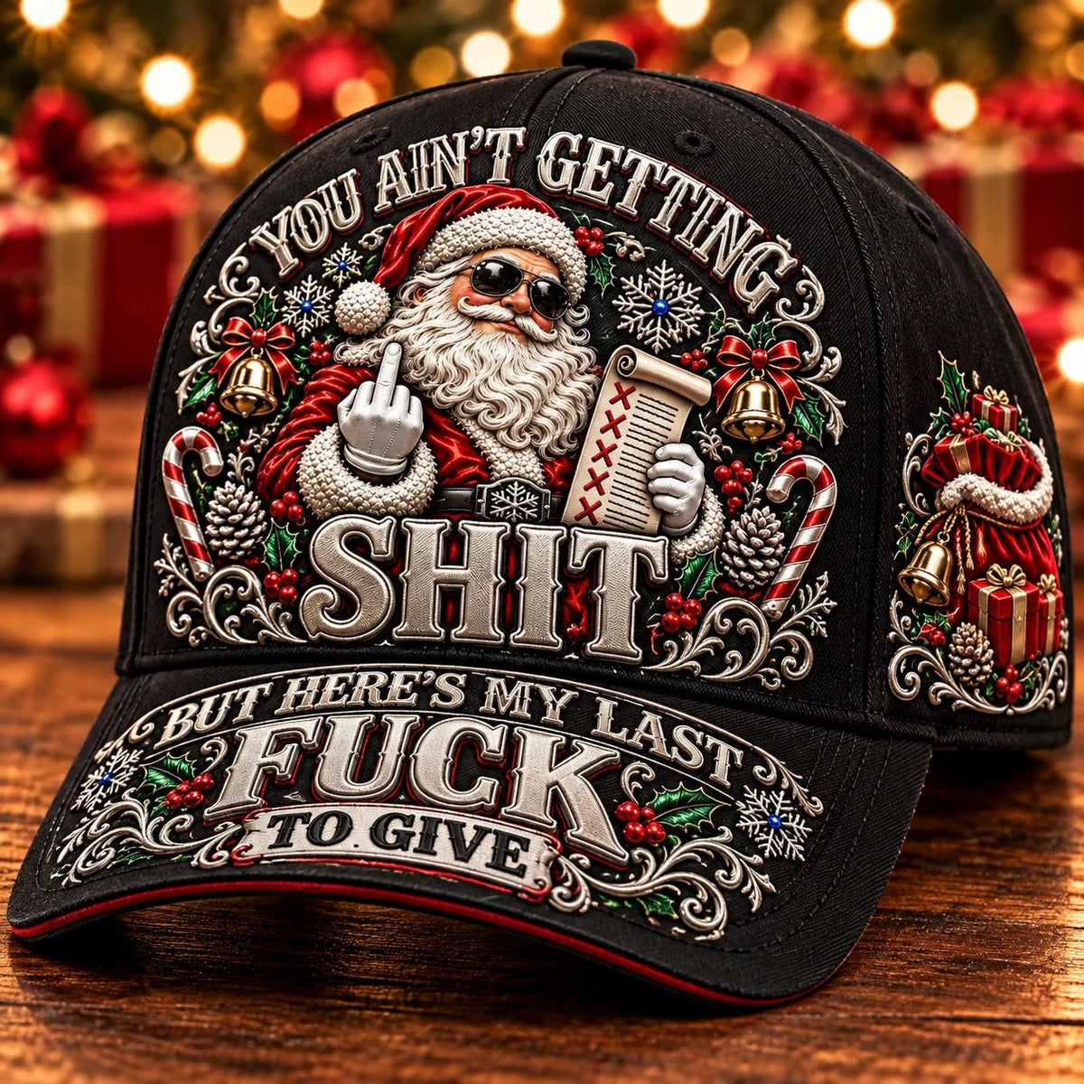 🎄Santa’s Last Gift Adult Humor Christmas Cap - 100% Cotton 🎅You Ain’t Getting Shit