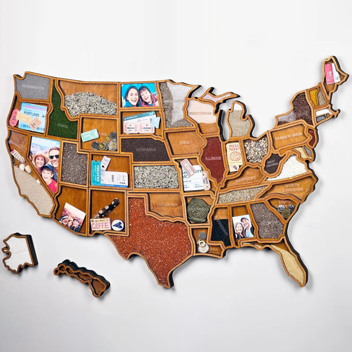 🎁 Personalized USA Travel Memory Map – Collect & Display Your Travel Keepsakes
