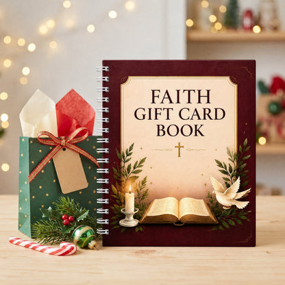 ✝️FAITH GIFT CARD BOOK📚 14 Themed Pages, Hardcover & Durability Line