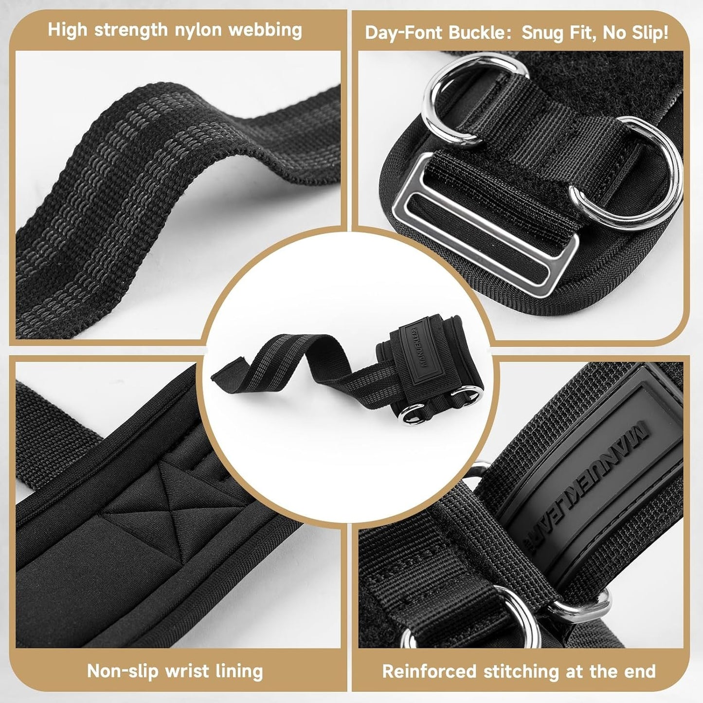 💪 2-in-1 Weight Lifting Wrist Straps with Dual D-Rings for Gym & Cable Training