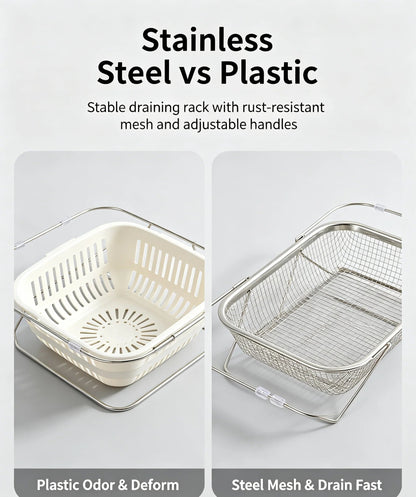 Stainless Steel Expandable Over-The-Sink Colander