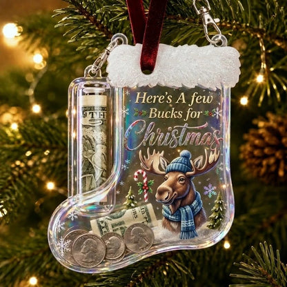 🎄Christmas Stocking-Shaped Money Gift Ornament – “Here’s A Few Bucks” Cash & Coin Holder